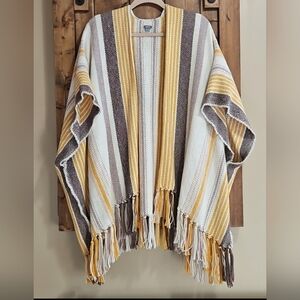 Aerie Striped Open Front Cotton Shawl One Size